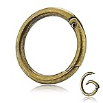 10Pack 1 Inch Metal Spring O Rings Clip Keychain, Round Carabiner Clips Keyrings Snap Hook Buckle, Purse Shoulder Bag Chain Rings Clip Replacement Paracord Keychain Lanyard Leather DIY Crafts (Bronze)