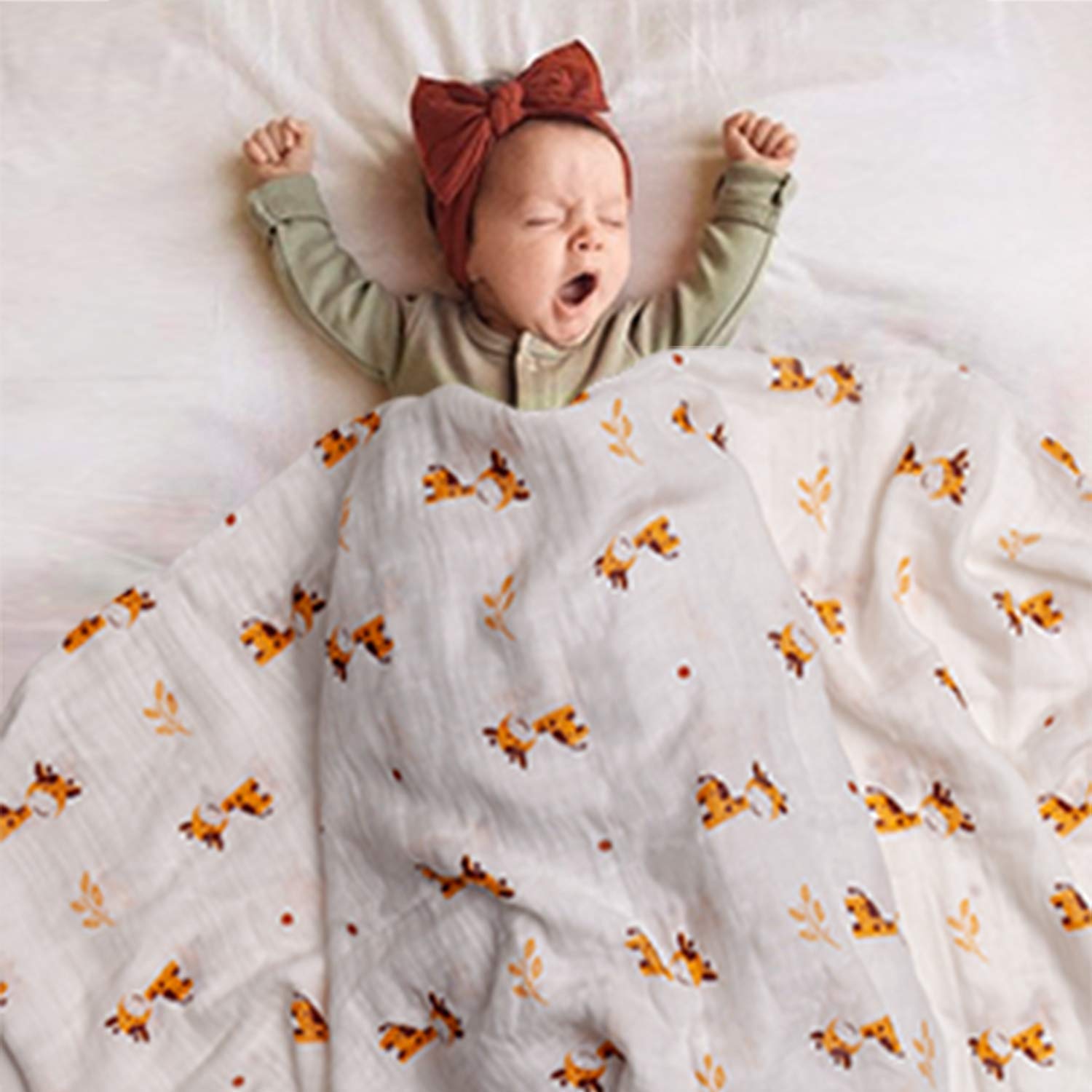 upsimples Baby Swaddle Blanket Unisex Swaddle Wrap Soft Silky Bamboo Muslin Swaddle Blankets Neutral Receiving Blanket for Boys and Girls, Large 47 x 47 inches, Set of 4-Sika Deer/Elephant/Lion/Fox : Baby