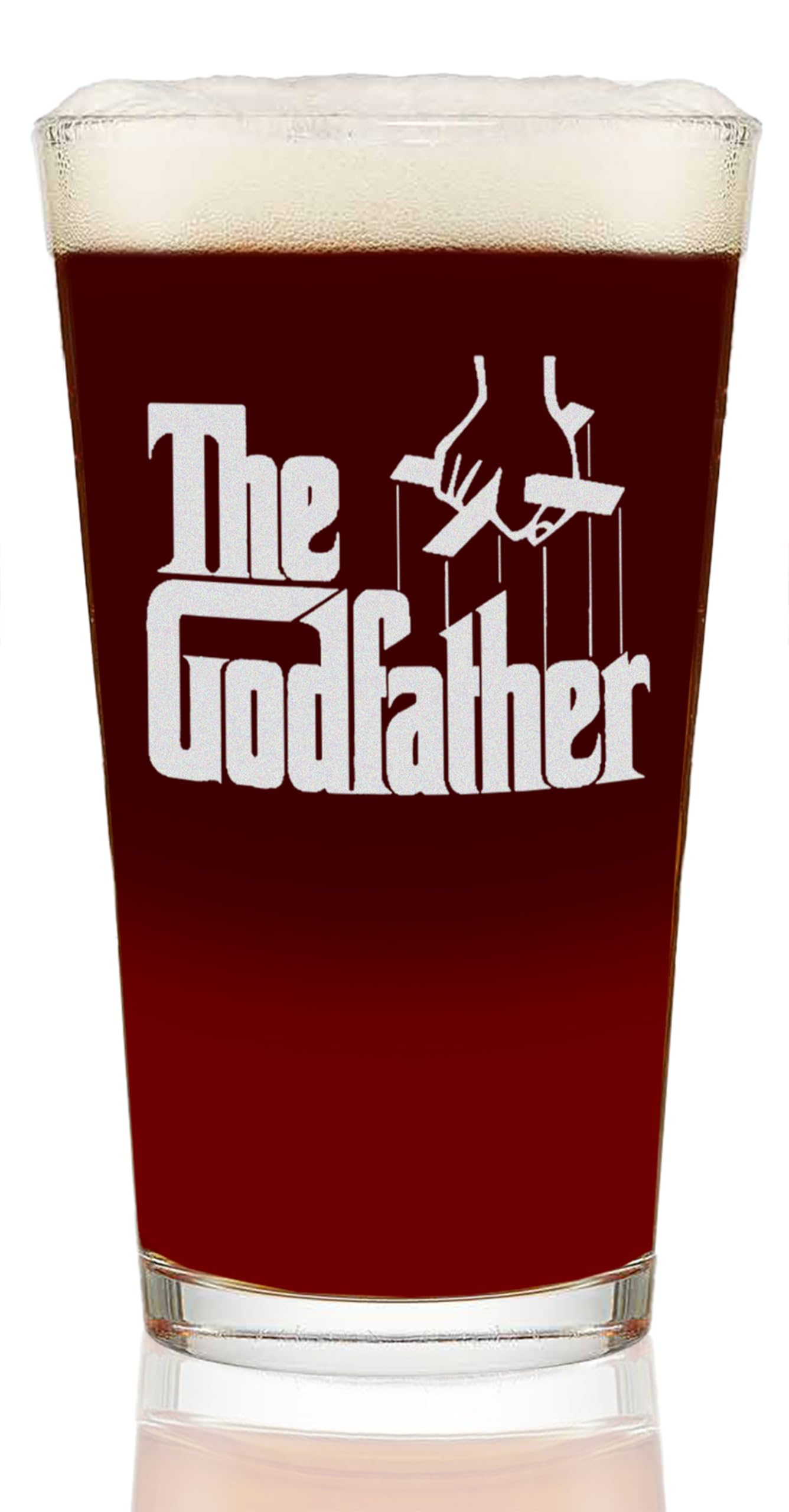 The Godfather Etched Pint Beer Glass - Officially Licensed, Premium Quality, Handcrafted Glassware, 16oz. - Perfect Collectible Gift for Movie Lovers, Birthdays & Special Occasions