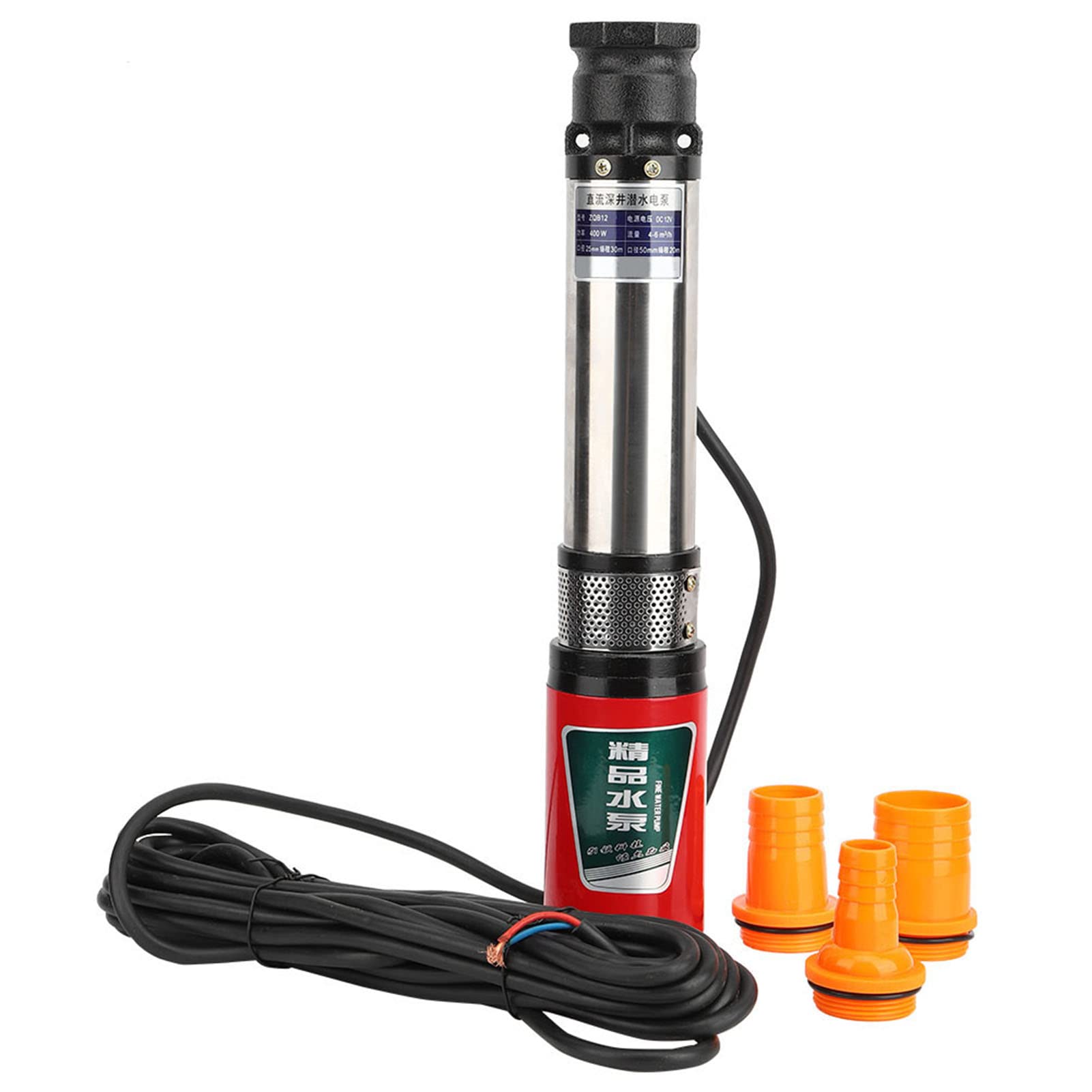 Bomba Sumergible de Alta Potencia DC12V, Bomba de Agua de Succión única Duradera para Uso en Pozos Profundos, Acero Inoxidable de 400W
