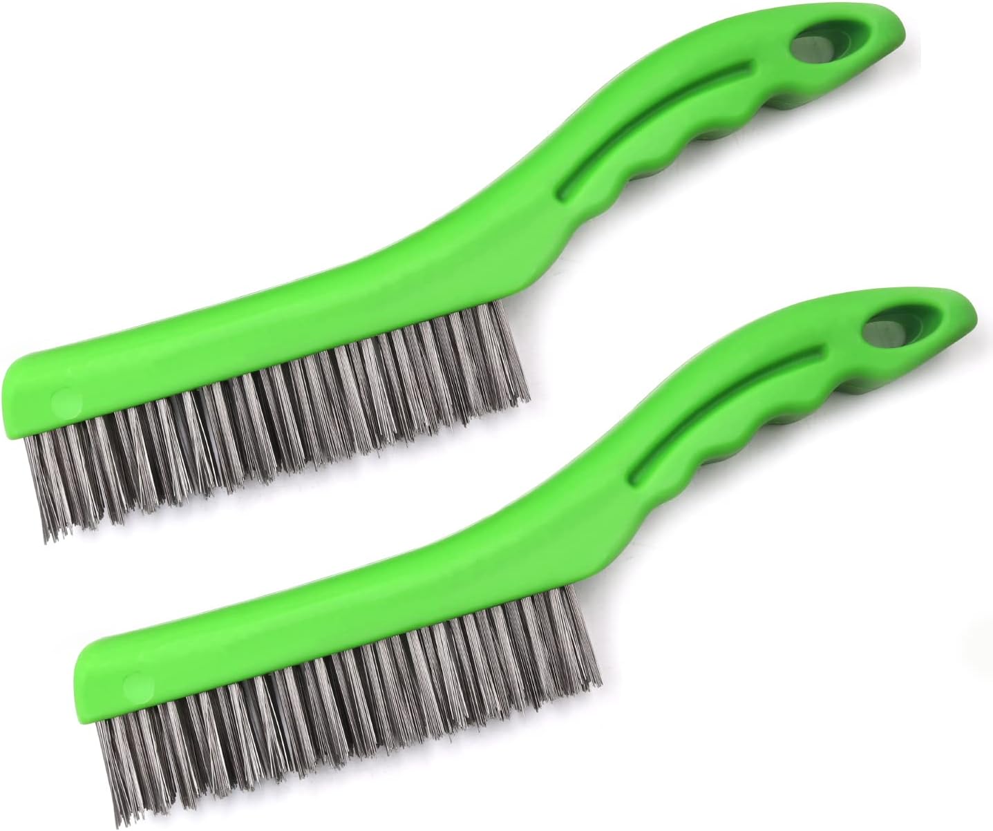 MAXMAN Wire Brush Set 2 PCS, Stainless Steel Wire 10 Inch with Plastic Handle Descaling Welding Dust Bending Hand Tool, Teel Brush Rust Remover for Metal, Cleaning Welding Slag Rust Scrubber Brushes