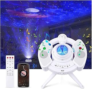 Lovedfgh Galaxy Projector LED Moon,Stars&Moving Cloud,BSLED 360°Rotational Galaxy Night Projector with Adjustable Brightness,Built-in Dual Stereo Speaker 10.6