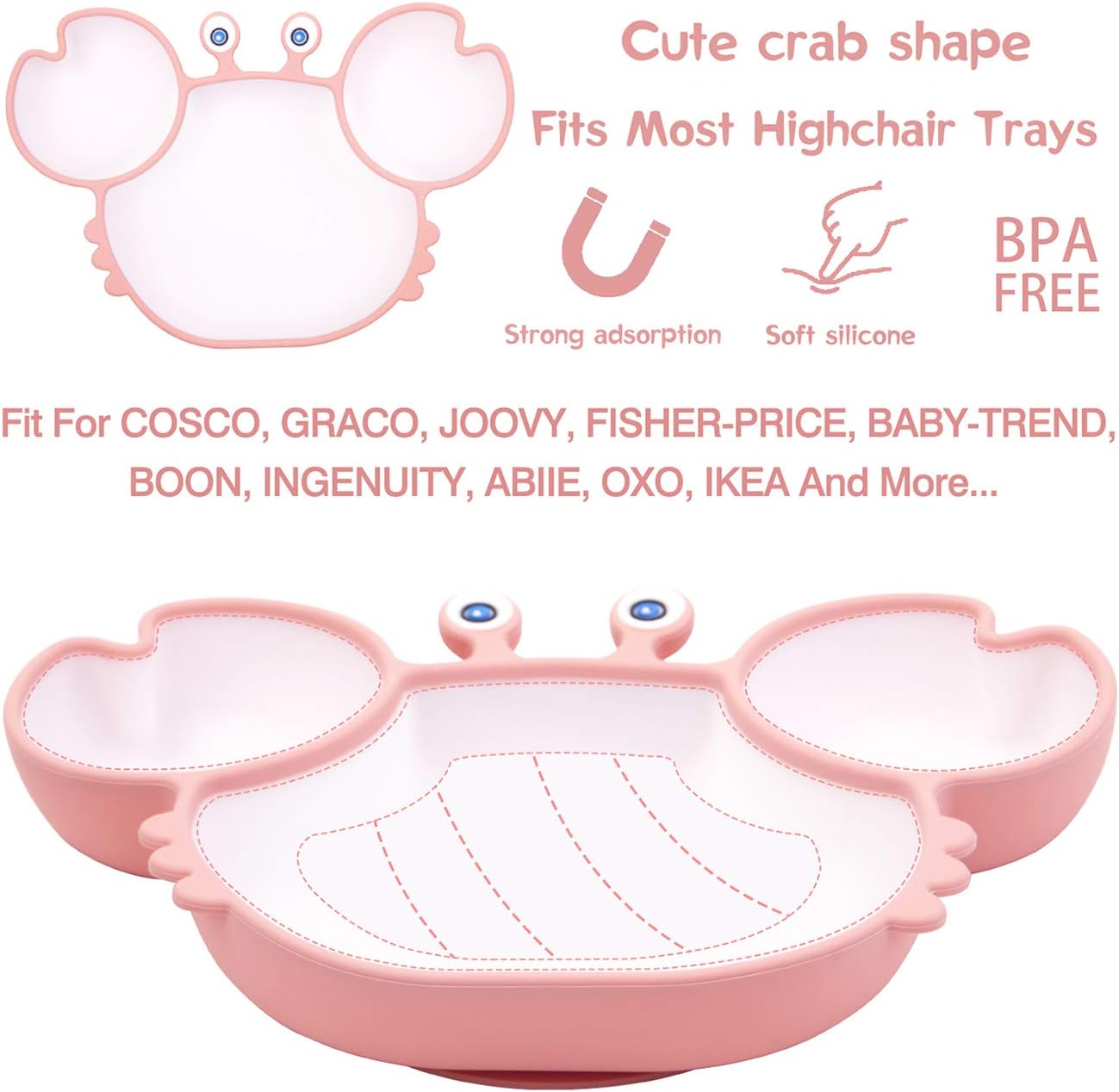Baby Plate Silicone Suction Toddler Plates, Divided Dishes for Toddler Kids, Self Feeding, BPA Free, Microwave & Dishwasher Safe : Baby
