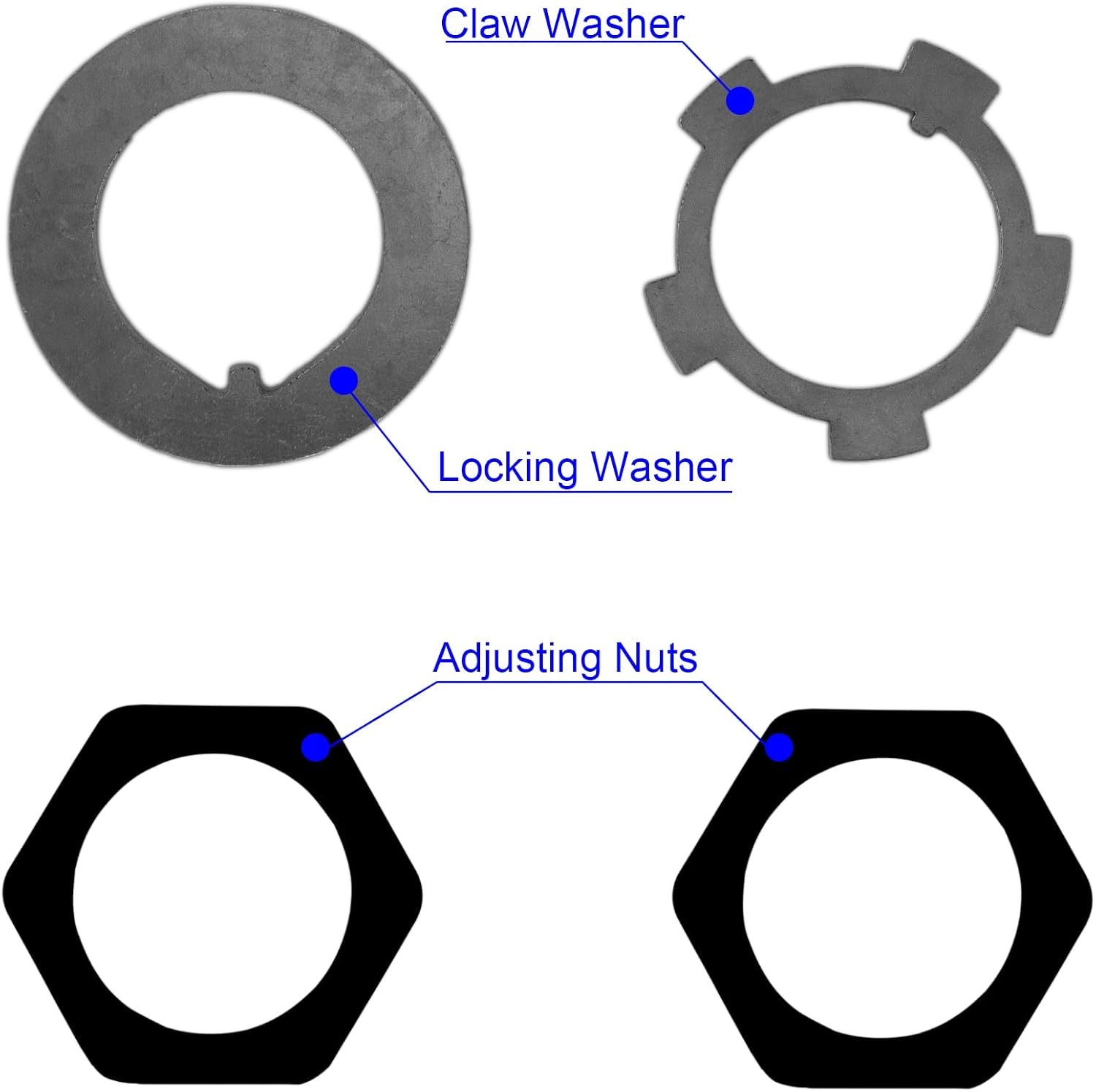 Front Wheel Hub Spindle Lock Nut Kits, Front Axle Hub Adjusting Spindle Nut Washer Kit Compatible with Toyota Van T100 Pickup, 1984-1995 4Runner, 1975-2007 Land Cruiser (for Both Sides)