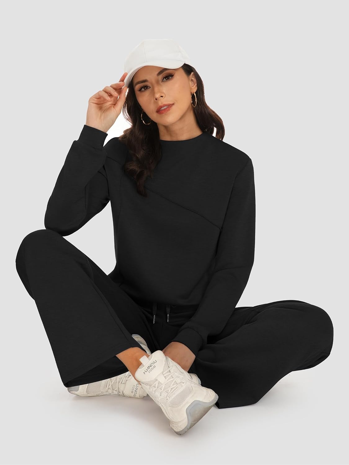 Casly Lamiit Women's 2 Piece Lounge Set Trendy Casual Outfits Boat Neck Sweatshirt Wide Leg Sweatpants Travel Tracksuit Sets - Image 5