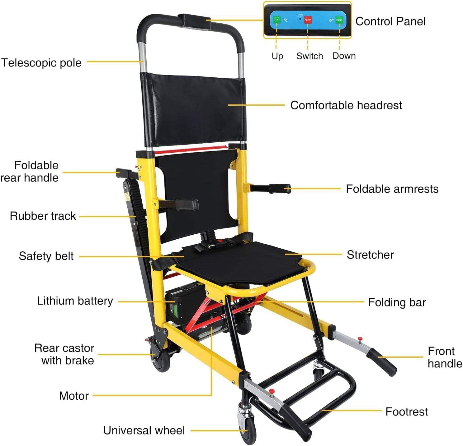 Montascale Manuale Ed Elettrico Doppia modalità,Carico 353 Libbre, Regolabile in Altezza,Telaio Metallico Duraturo per Disabili E Persone con Ridotta Mobilità B