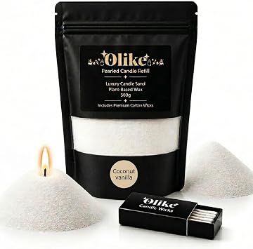 OLIKE Pearled Candle Sand Refill, 17.6 oz Scented Candle Wax, Coconut Vanilla