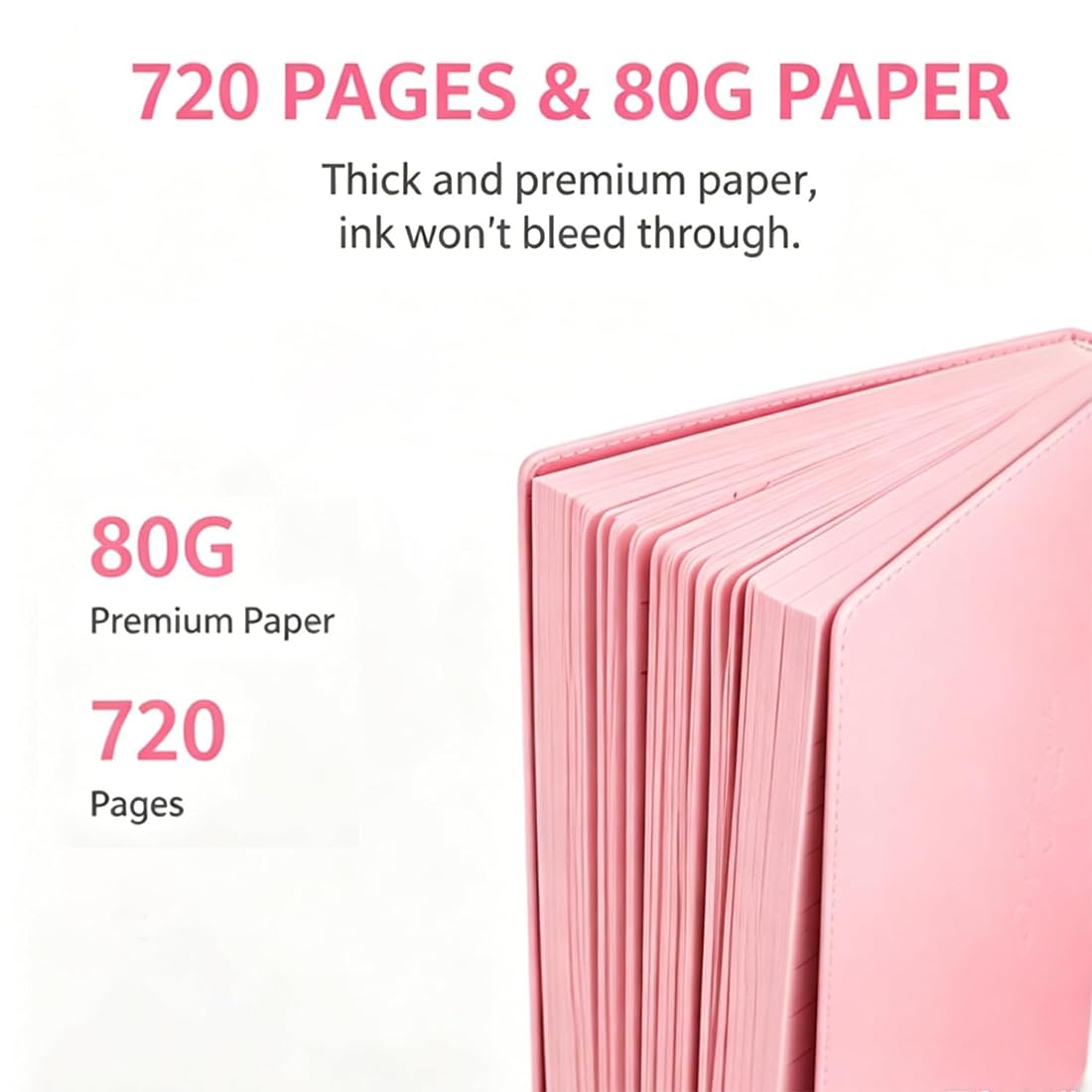 Lot de 3 carnets de notes A5 avec couverture rigide en PVC - Papier épais de 720 pages pour l'école, le bureau, les études, les voyages, les notes d'écriture