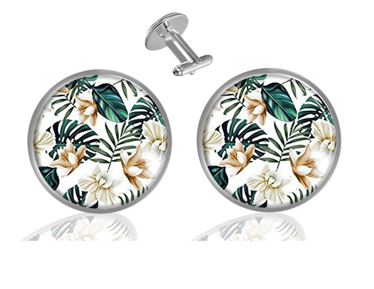 Sechao Flower plant and leaf Custom Elegant Personalized Business Wedding Shirt Formal Cufflinks Kit