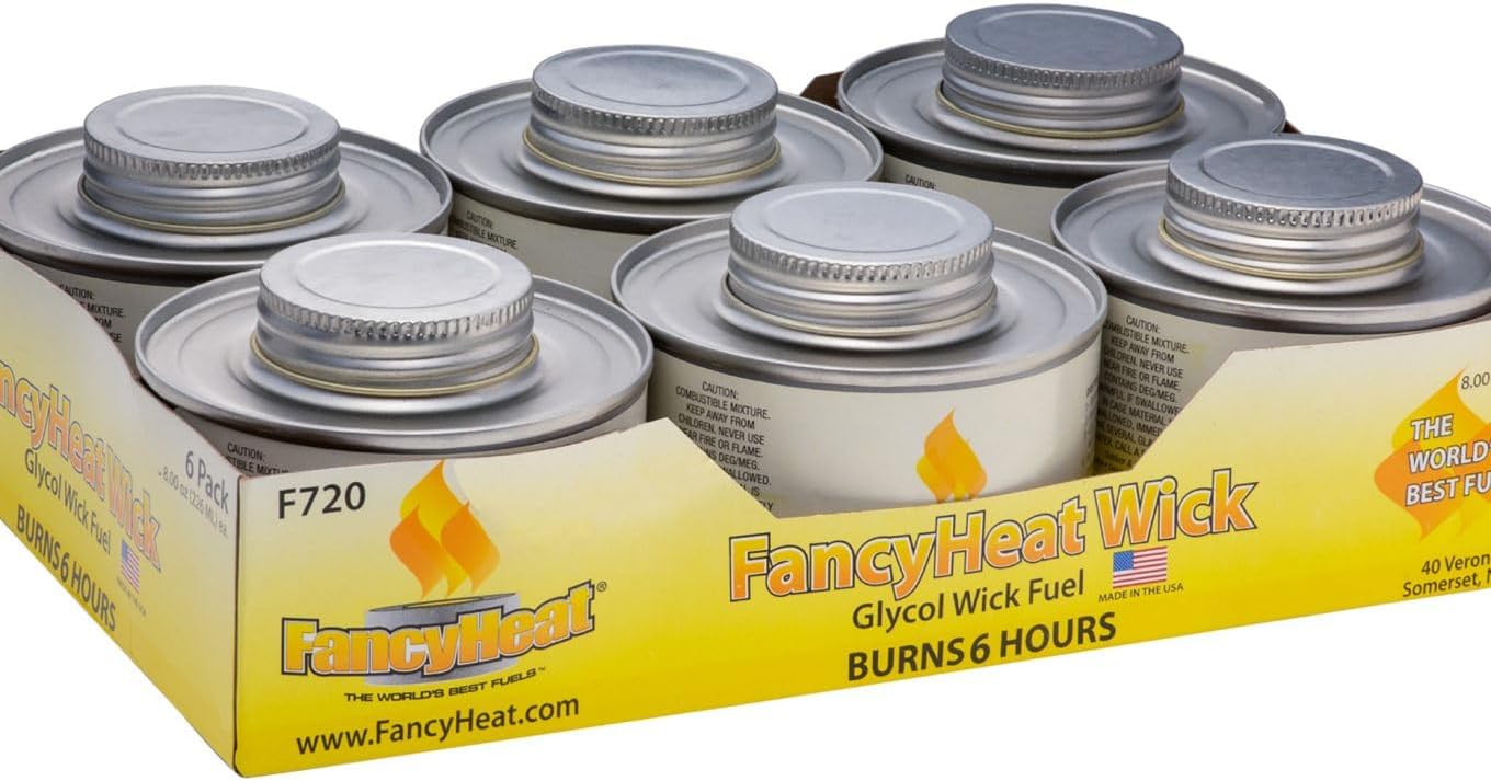 Fancy Heat 6 Hour Clean Burning Chafing Dish Fuel with Minimal Odor and Soot - 6 Pack