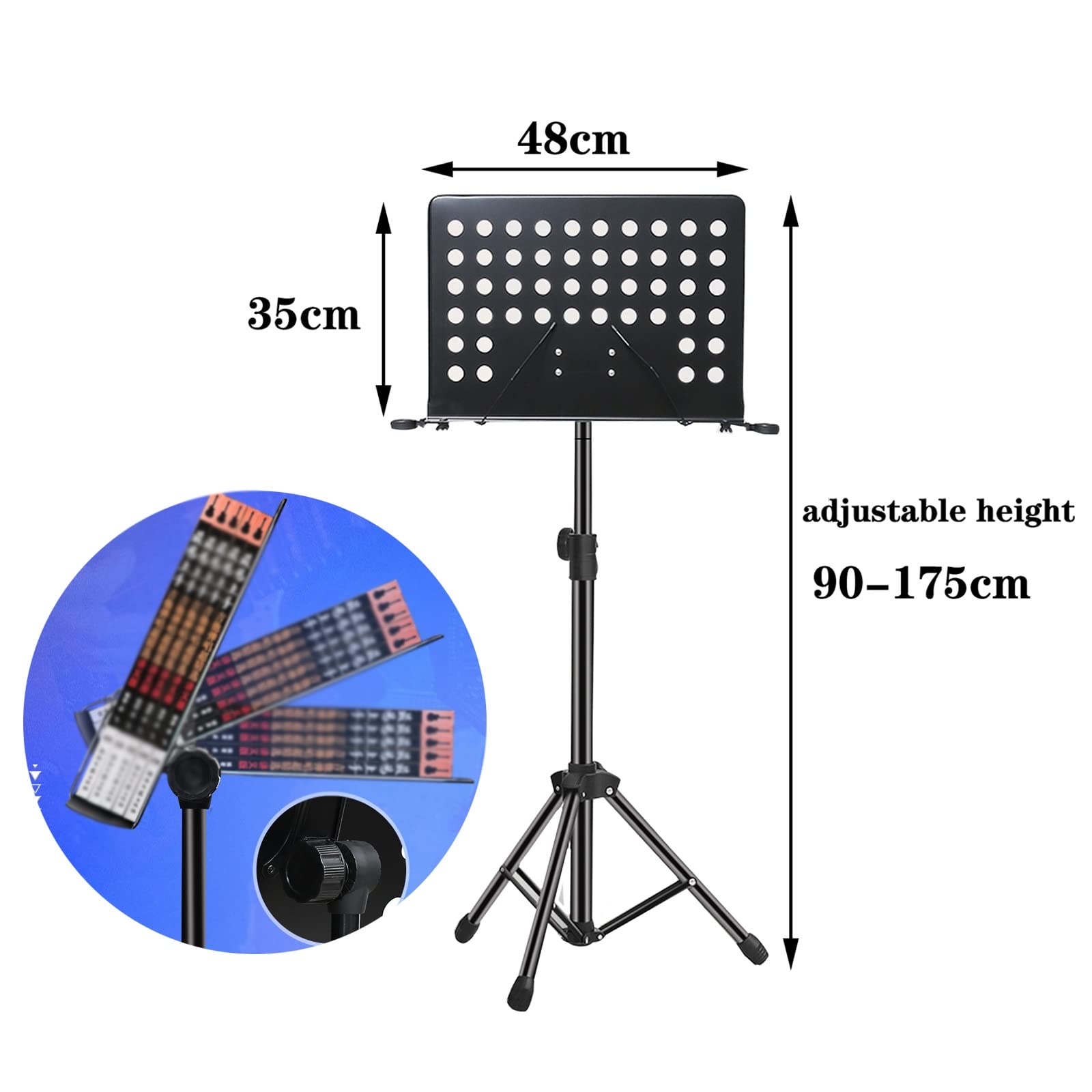 HJXGQJM Atril for Partitura Plegable Portátil Musica Metalico Soporte De Ajustables, Atril Musica for Partitura Plegable con Bolsa De Transporte, for Violinistas De Guitarra De Violín,Negro