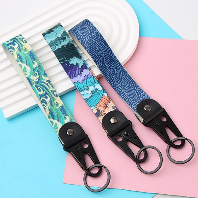 3Pcs Stylish Nylon sea wave Keychain for Durable Lightweight Accessory Cars Motorcycles Bags Accessory image 3