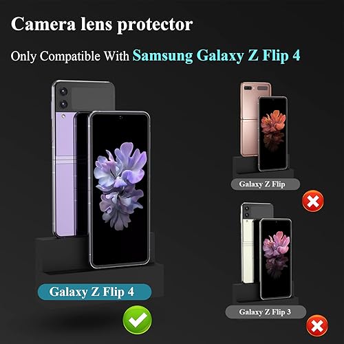 Miniatura 8 de YWXTW Protector de lente de cámara para Samsung Galaxy Z Flip 5, anillo de metal antiarañazos, vidrio templado, protector de pantalla de cámara con