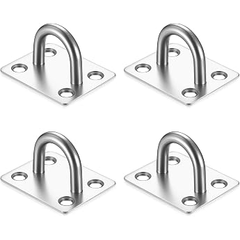 Set of 4 Stainless Steel Eye Plates Eye Plate with Eyelet Stainless Steel Cover Plate Eye Plates Wall Eyelets Ceiling Hooks Awning Ceiling Mounting & Wall Mounting