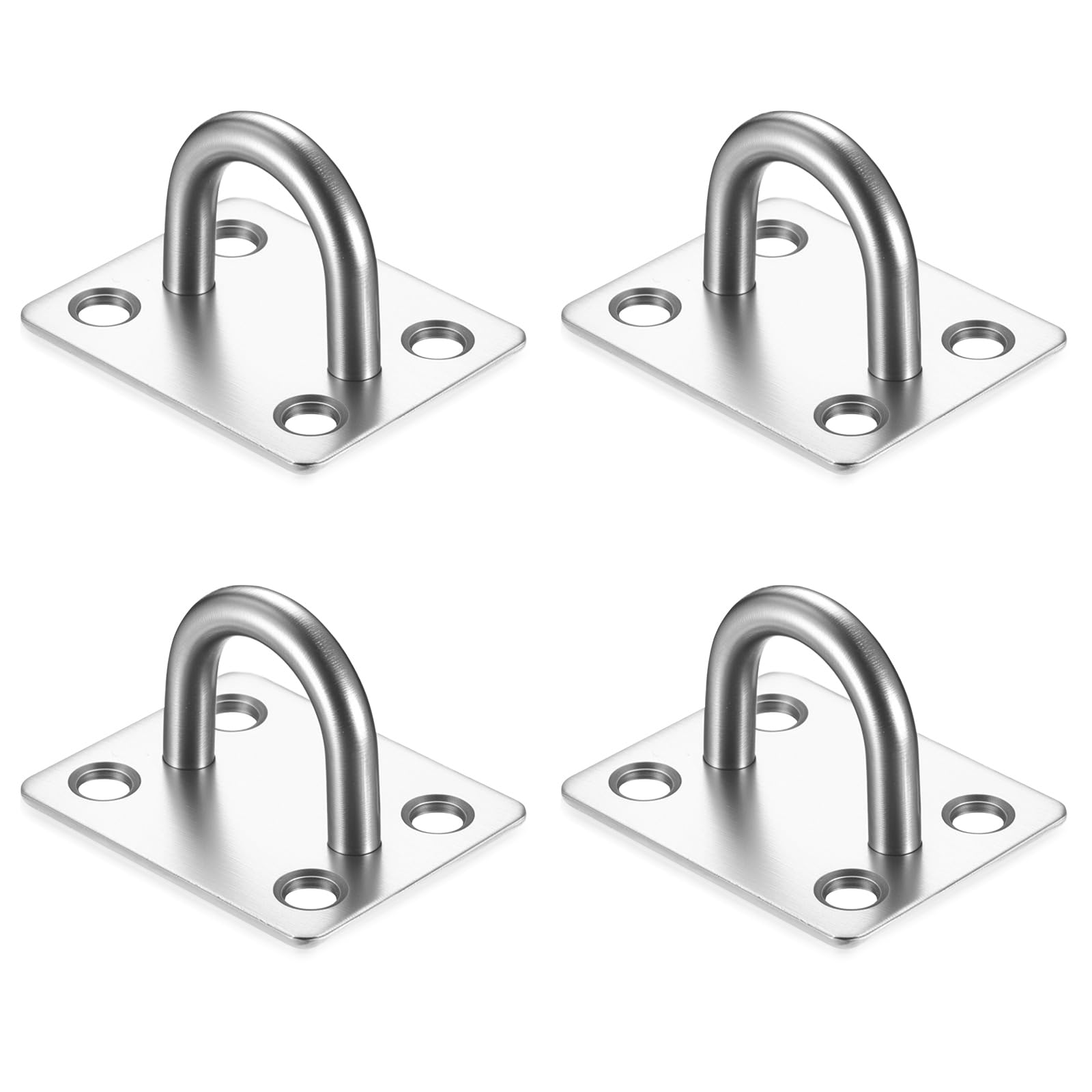 4 Pezzi Ganci di Piastra ad Occhiello in Acciaio Inox, Ganci Muro, Gancio Muro Occhielli in Metallo, Piastre per Occhielli in Acciaio Inox, Gancio da Soffitto per Fissaggio a Soffitto e Parete