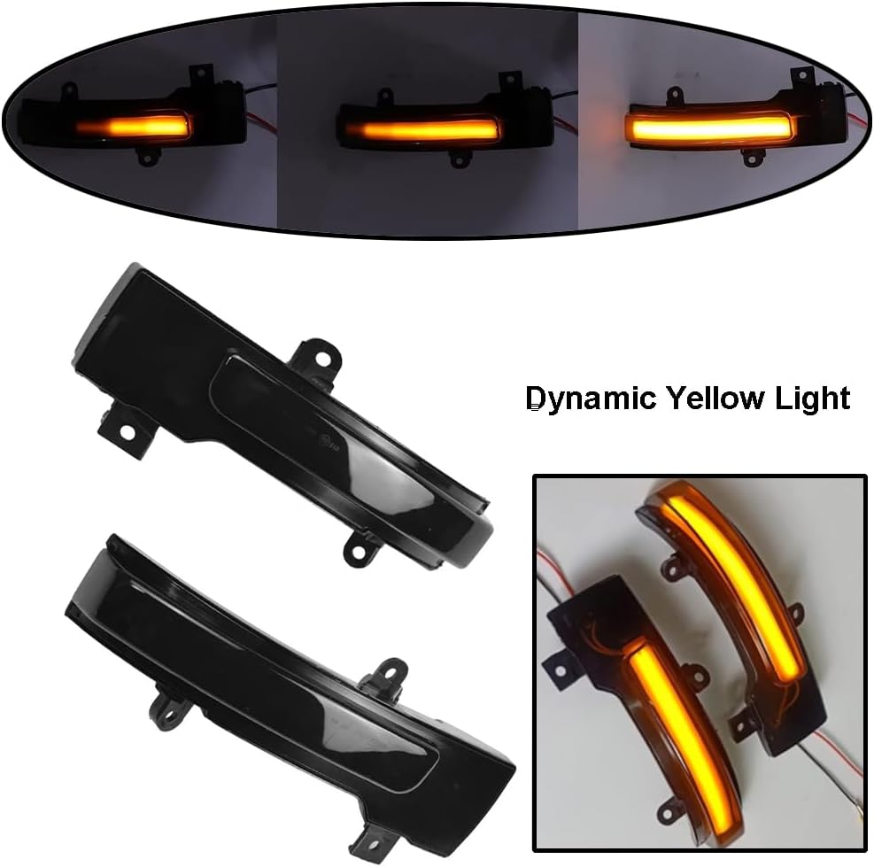 Car Rearview Mirror Side Marker Light, Rear View LED Side Mirror Turn Signal Amber Lamps, Compatible with Mitsubishi Outlander 2013-2020, Lancer 2016, Smoke Lens