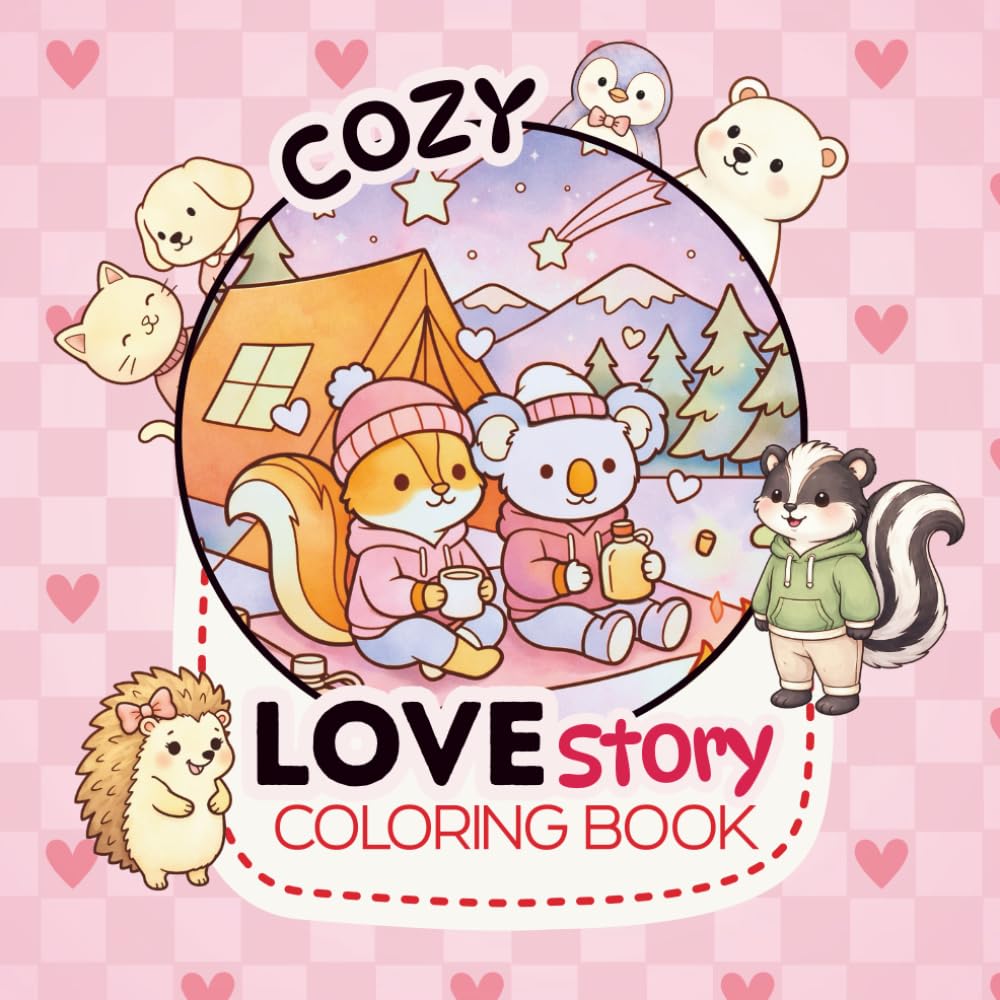 Cozy Love Story Coloring Book: A Bold and Easy Coloring Book for Adults and Teens Featuring Adorable Animal Couples, Cozy Romance Scenes, and Sweet ... Day Moments for Relaxation and Stress Relief