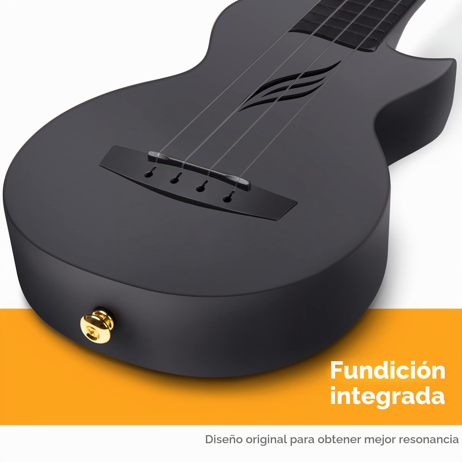 Ukelele Soprano Nova U Mini Simple 21 pulgadas – Ukelele de viaje de fibra de carbono – con kit para principiantes incluye estuche, correa, capo y cuerdas (negro)