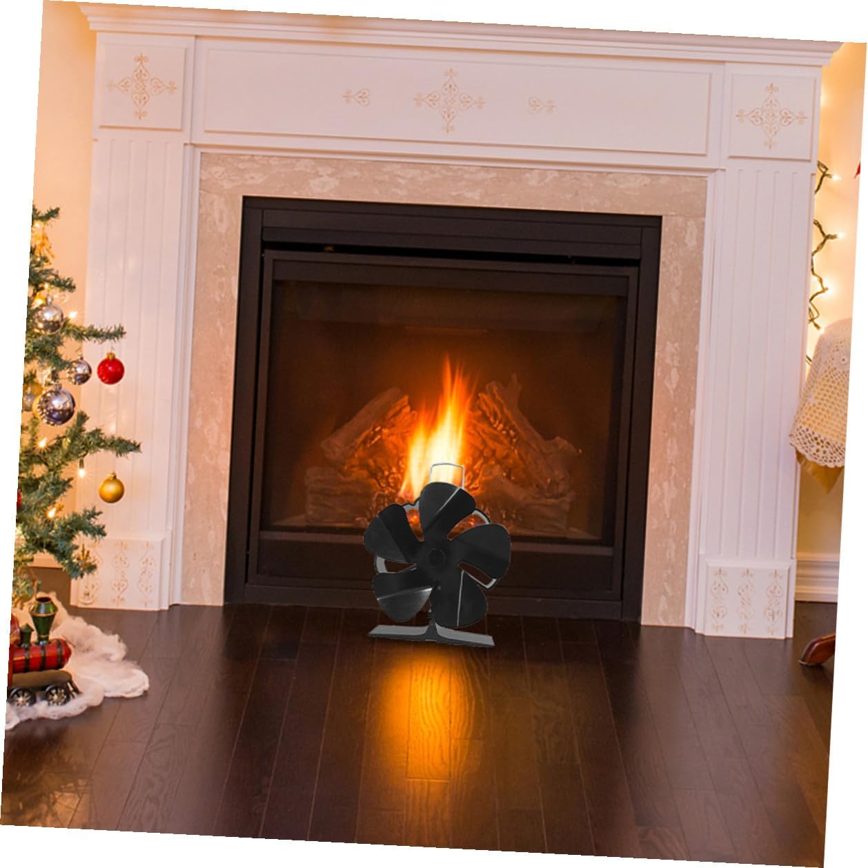 NUOBESTY Mini 5-blade Silent Thermal Stove Fan, Heat Powered Fireplace Fan with Aluminum Blades, Metal Mini Fireplace Accessory for Efficient Warm Air Circulation
