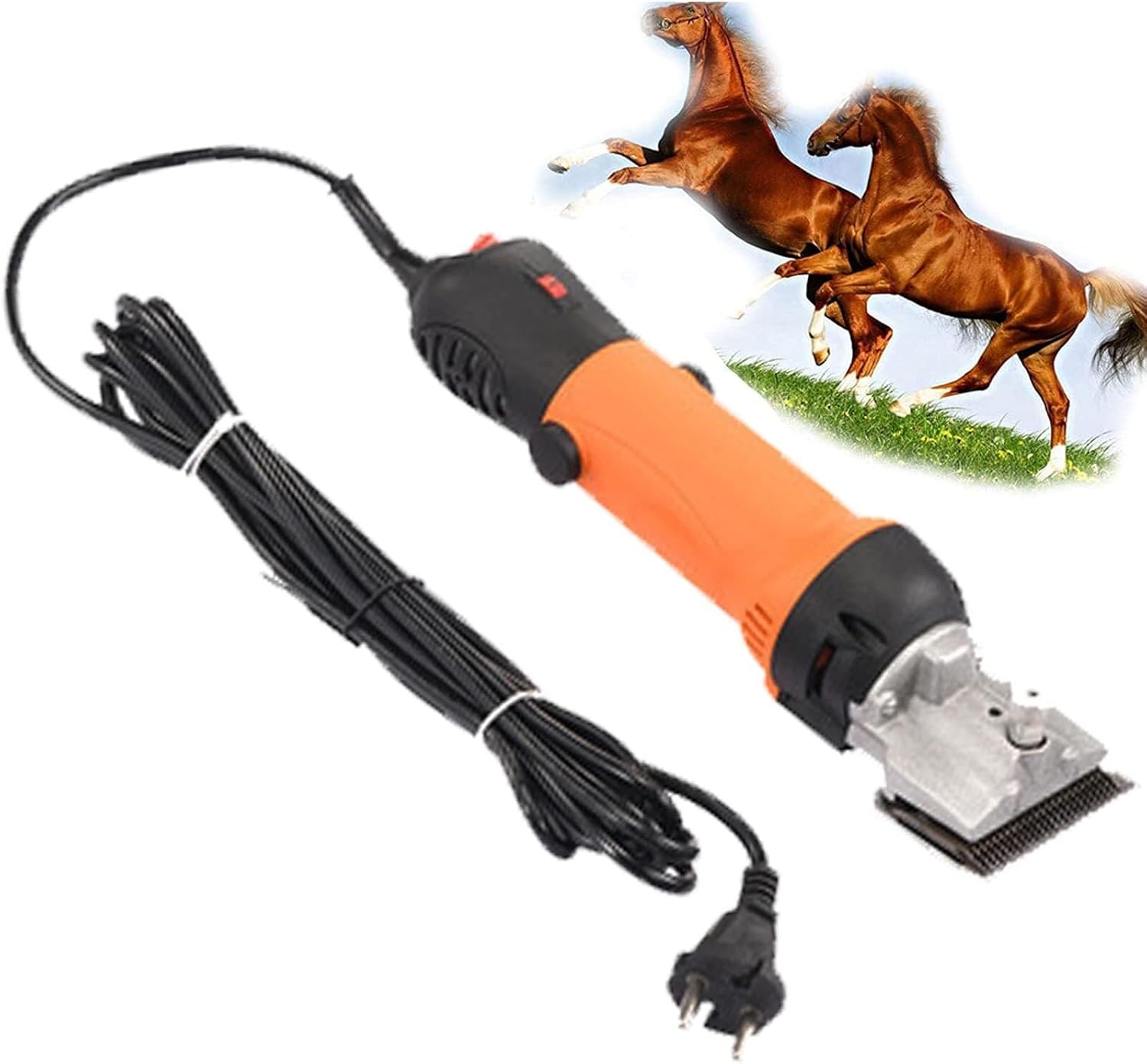 Professional Electric Horse Clipper, 690W 6-Speed Adjustable Grooming Shears for Horses, Cattle, Goats, Llamas, Alpacas, Orange-110V