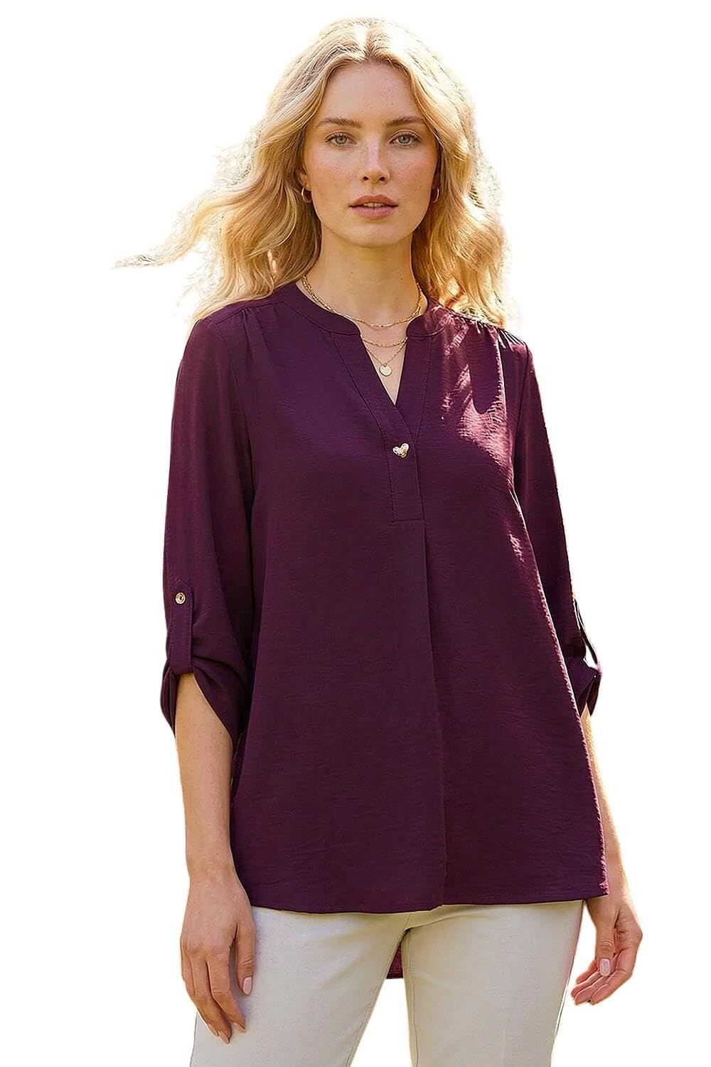 Roman Women's Heart Button Detail Shirt in Purple | Size: 10