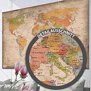 GOODS+GADGETS Antieke wereldkaart XXL poster in reuzenformaat vintage design – topkwaliteit (140x100cm)