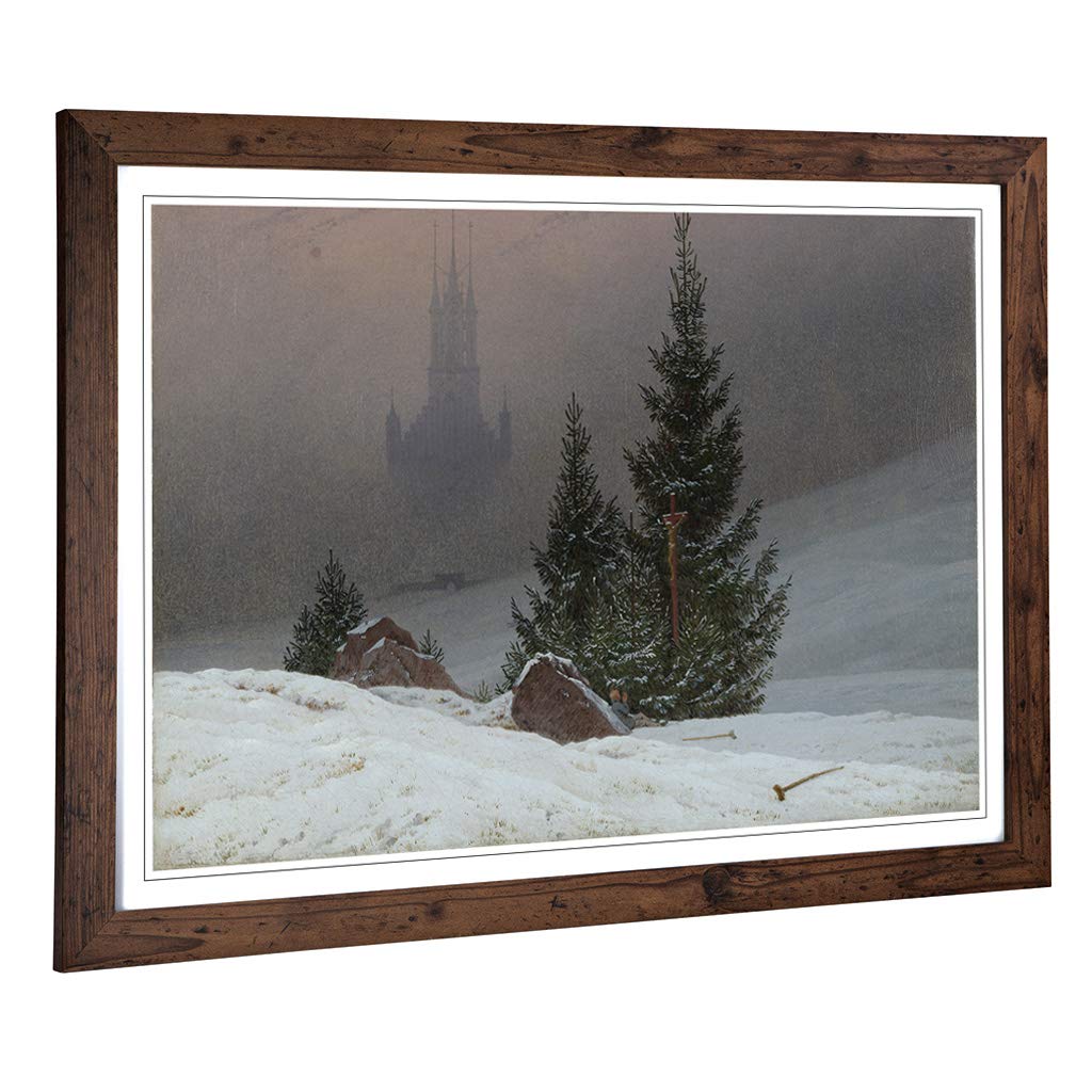 Big Box Art Framed Print of Friedrich Caspar David Winter Landscape Design | Wall Art Picture | Home Decor for Kitchen, Living Room, Bedroom, Hallway, Walnut, A2 / 24.5x18 Inch / 62x45cm
