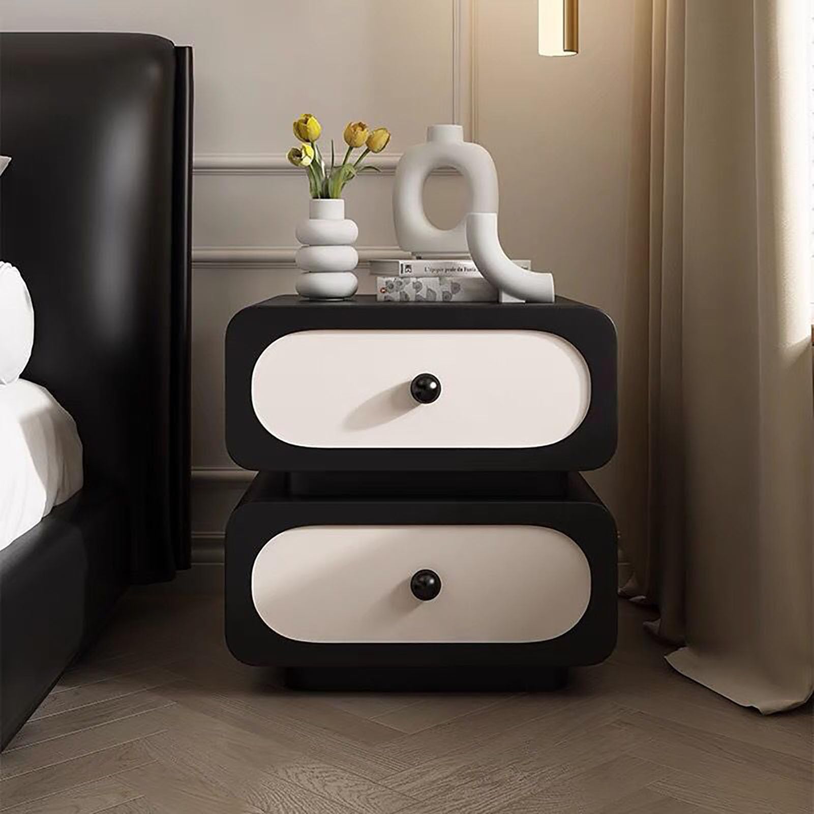 SXZenSpace Modern Minimalist Nightstand,Creative Bedside Table Durable Wood Top End Side Furniture Required for Bedroom,C,45x40x50cm(18x16x20inch)