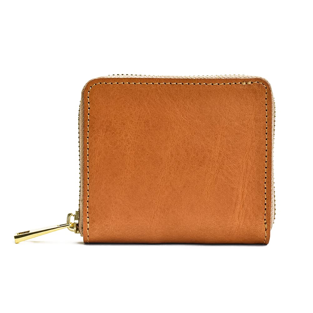 栃木レザー 牛革 二つ折り財布 小銭入れ付 キャメル 日本製 tcg3361-CM