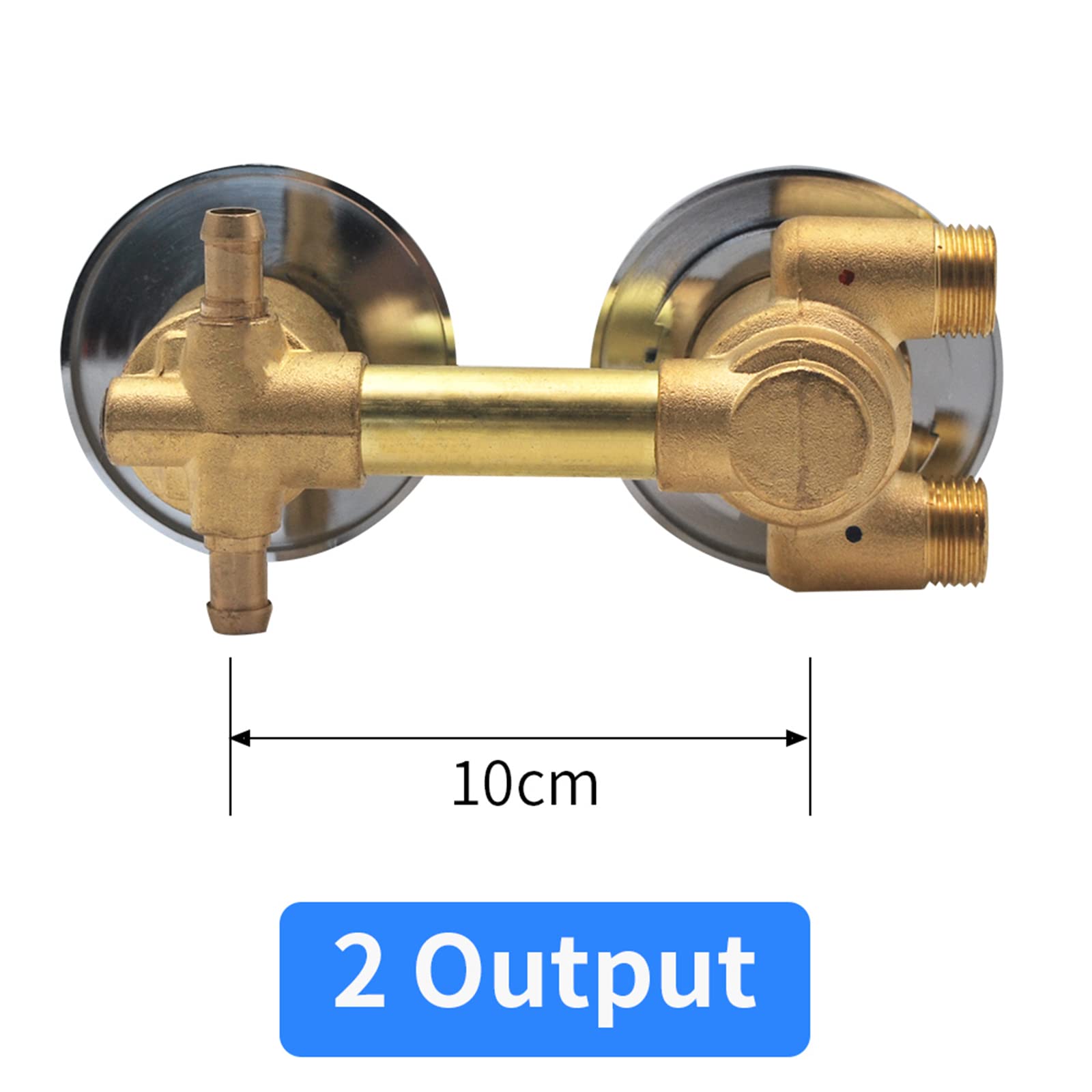 Rubinetti Termostatici Doccia Uscita 2/3/4 Vie 10/12,5/14,5cm Valvola Miscelatrice in Ottone Intubazione Controllo Miscelatore Temperatura Bagno, Cartuccia Ottone, Doppio Supporto (2 Uscita 10cm)