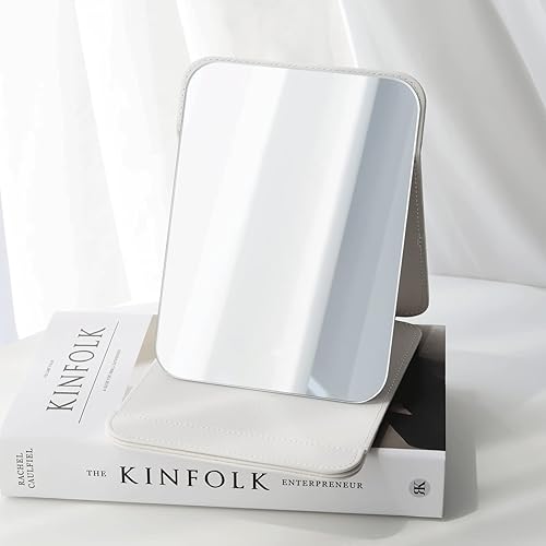 Miniatura 6 de LONGSHENG - SINCE 2001 - Espejo de escritorio, espejo de tocador plegable portátil, espejo de mesa con soporte para cosméticos, belleza personal,