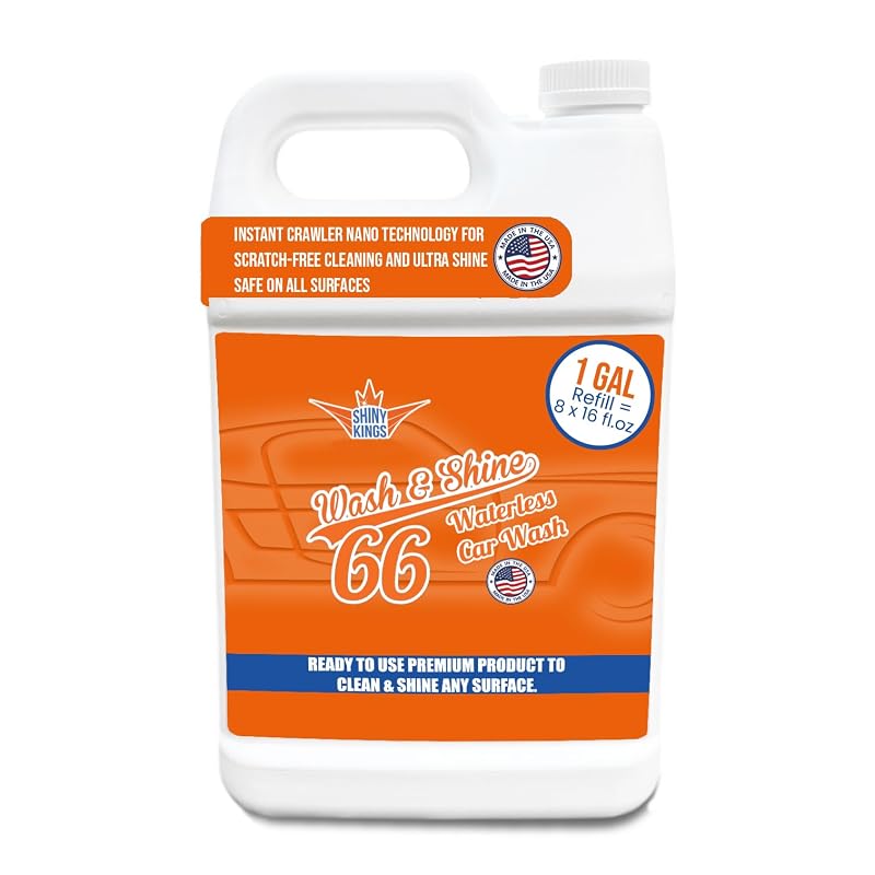 Shinykings Wash&Shine 66 Lavagem Automotiva sem Água com Efeito de Brilho, Spray para Limpeza Externa, 3,79 L