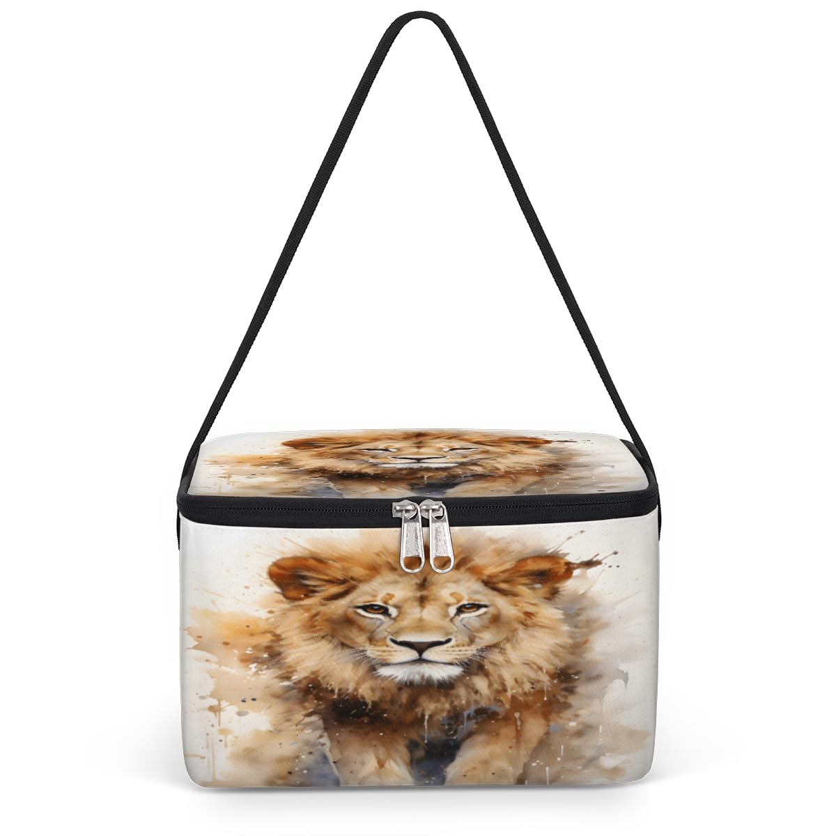 GzLeyigou Lion Lunch Bags for Women Men 9 Cans, Hot & Cold Food Delivery Bag Insulated Grocery Bag Insulated Lunch Box Animal Lion Cooler Bag for Office Work Picnic Beach