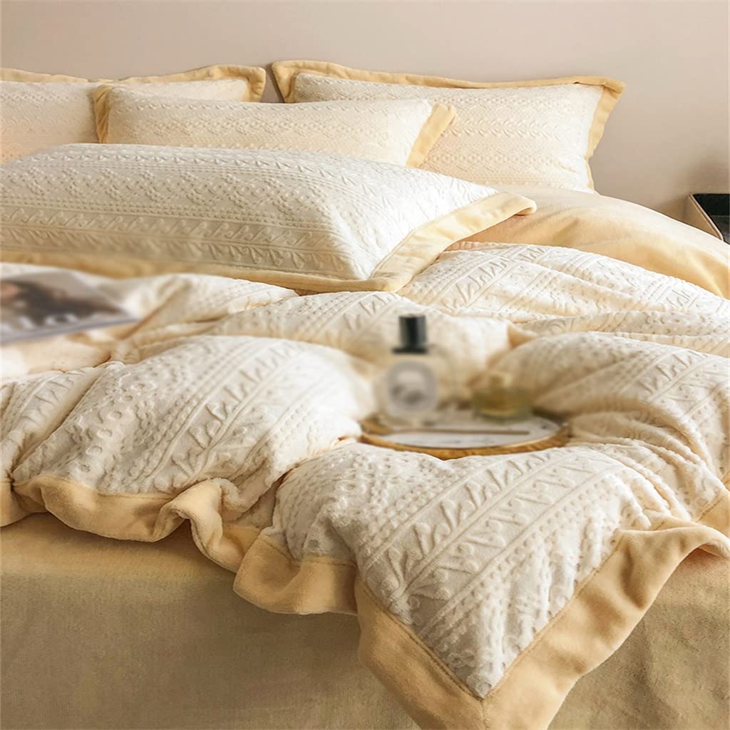 Cama Juego de Cuatro Piezas Velvet Tallado Invierno Espesado Tibio Tibio de Doble Cara Cubierta de Almohadilla de Almohadilla de Camisa de Terciopelo