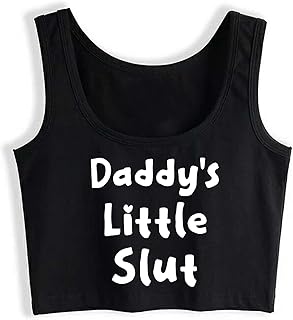 apsra trader Daddys Little Slut Woman Crop Top Sleeveless Cum Slut Tank Top Vest-picture-14