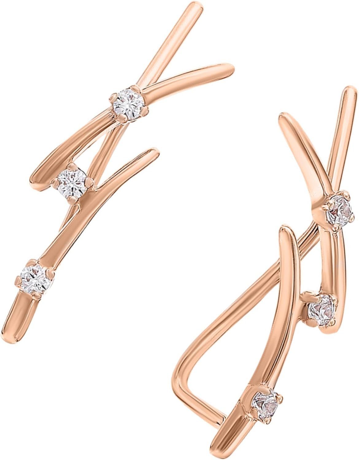 Morning Dew Dress Drop Diamond Earring, 14k Gold Diamond (0.15ct) Thunder Bolt Cuff, Long Lash Ear Climber, Party Wear Wrap.