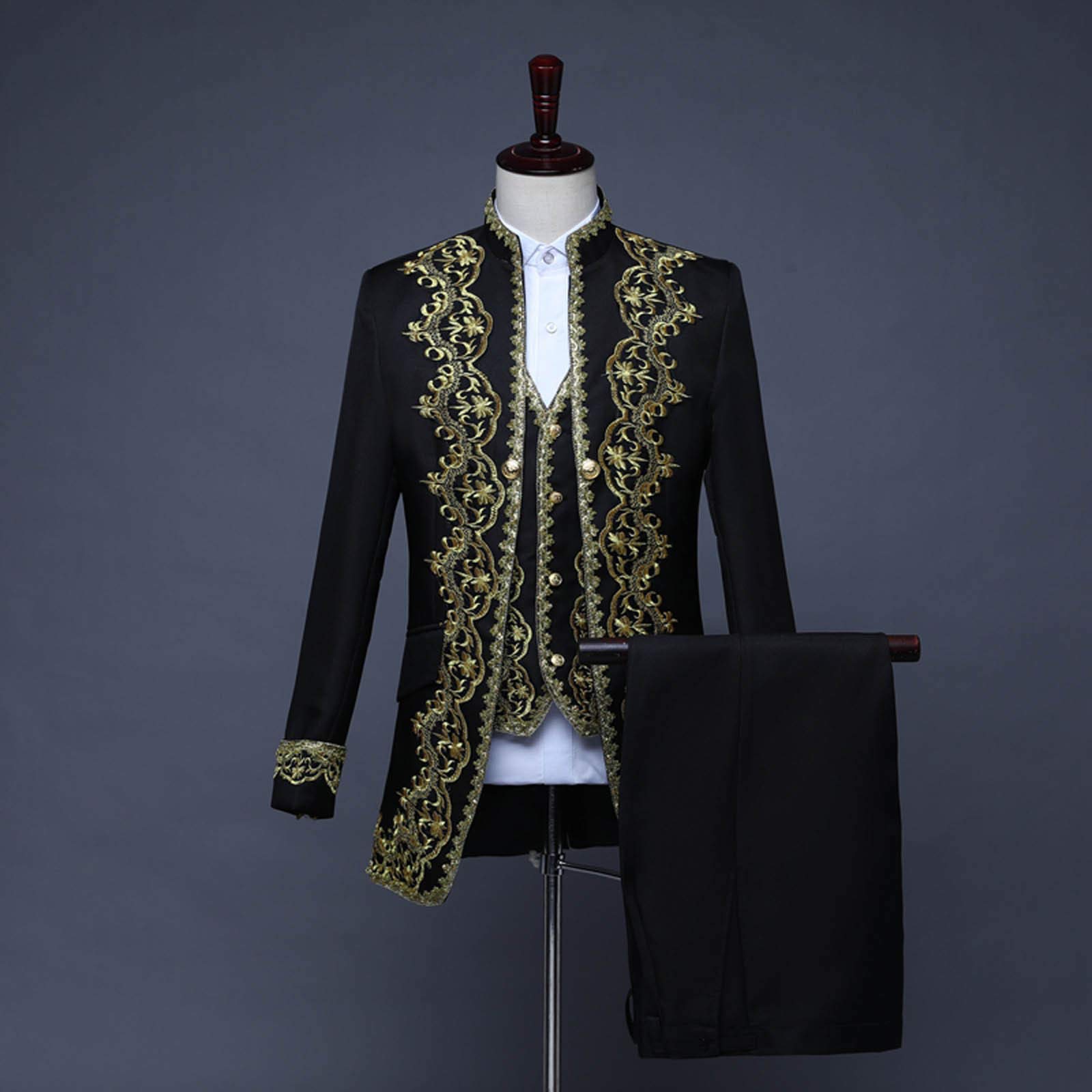 Gothic Mantel, Steampunk-Jacke Für Herren, Samt Gothic Frack Steampunk Mantel Gehrock Mittelalter Viktorianische Uniform Lange Smoking Smoking Herren Halloween Fashing Smoking Kostüm