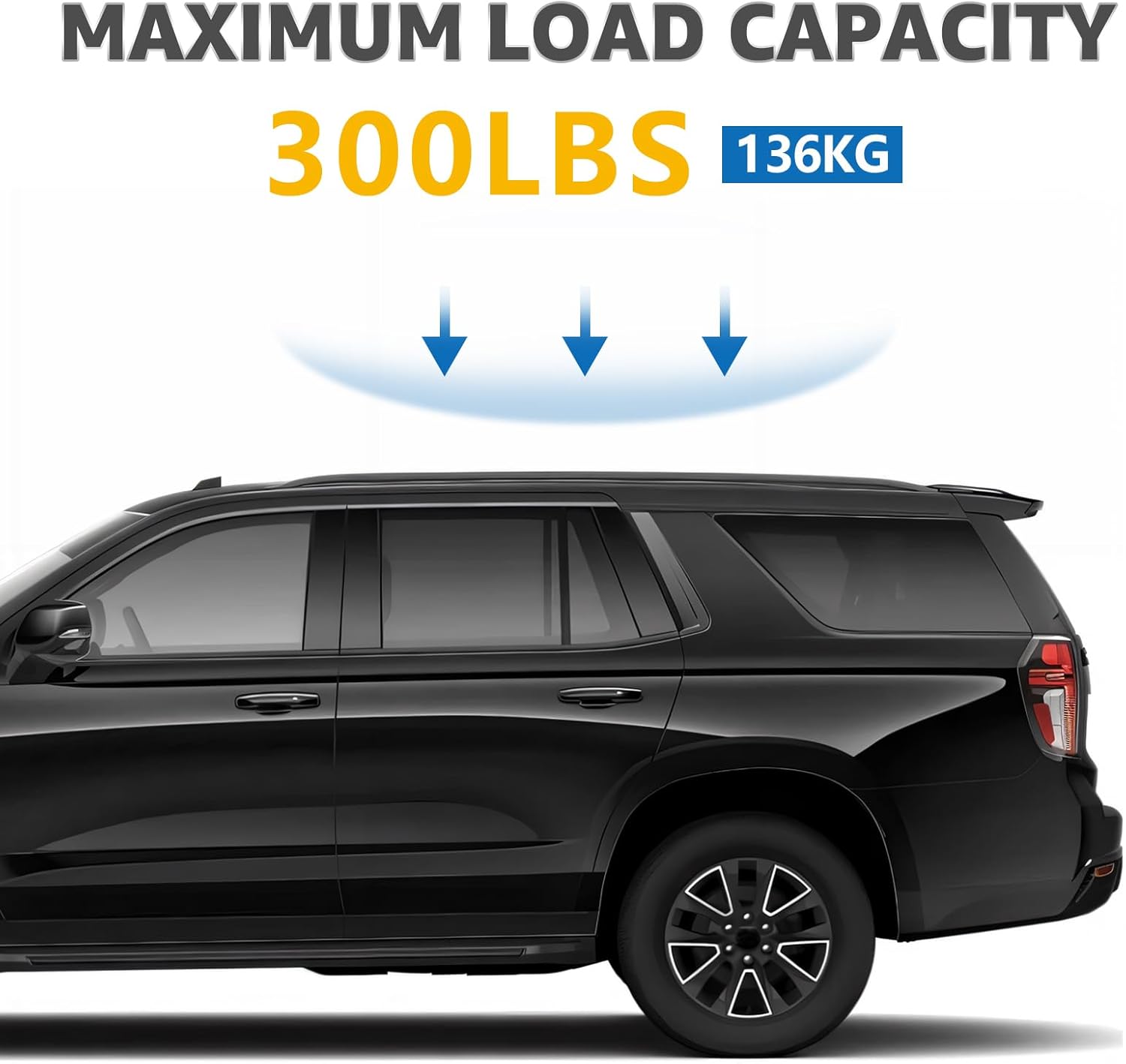 Roof Rack Cross Bars Compatible with Chevrolet Chevy Tahoe 2021-2026, GMC Yukon&Yukon XL, Chevrolet Suburban, Cadillac Escalade ESV, Aluminum 300 LBS Anti-Theft Lock Crossbar for Bike, Snowboard