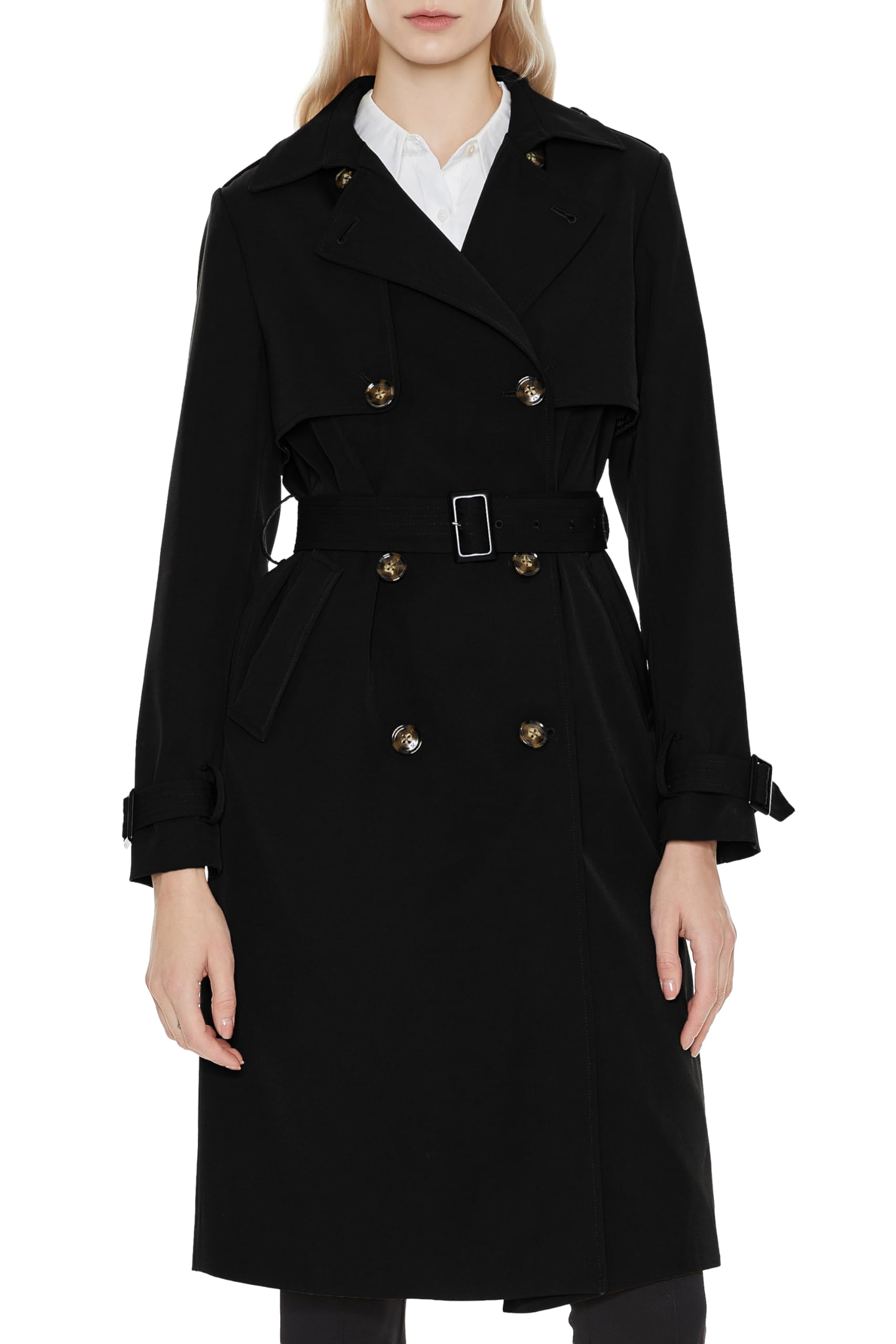 Orolay Womens Long Trench Coat Double-Breasted Classic Lapel Overcoat with Belt