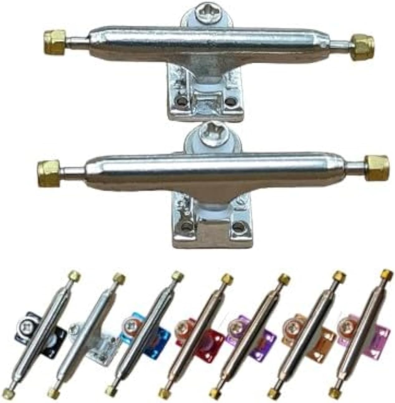 Professional Fingerboard Trucks 32-34mm Wide -Standard Shape G3-Single Axles Truck- Inverted Kingpin-Mini Finger Skateboard Tool -Screws Hardware,Plating Baseplate (Silver, 34MM)