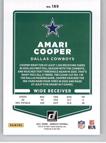 Miniatura 2 de Amari Cooper 2021 Donruss #189 NM+-MT+ NFL Football Cowboys