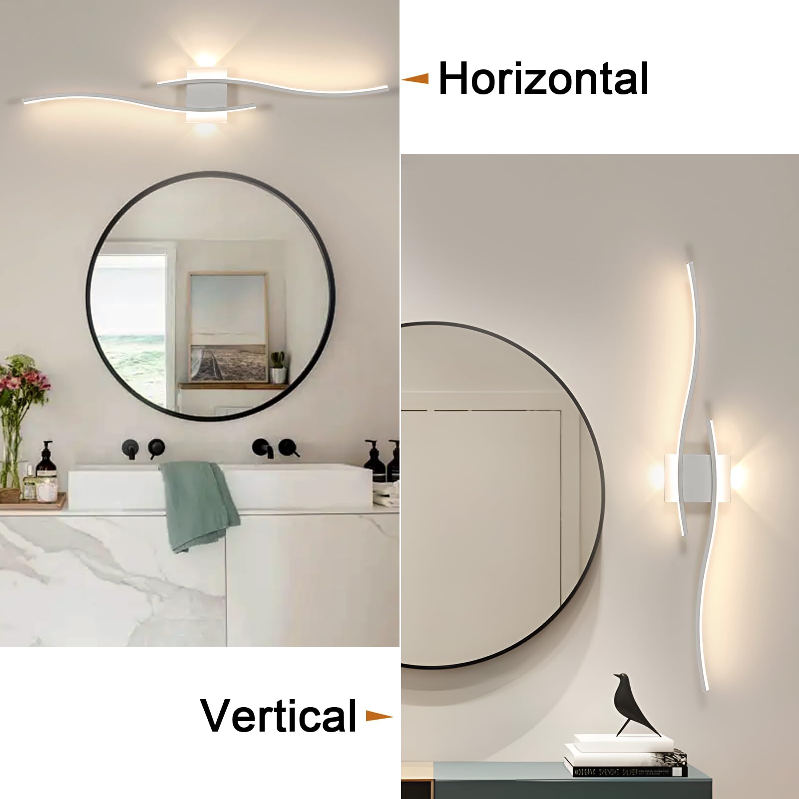 Comely Applique Murale Longue Intérieure 89.5 cm, LED Lampe Murale Blanc | 27W 3000LM, Applique Murale Interieur Moderne Design pour Chambre 4500k