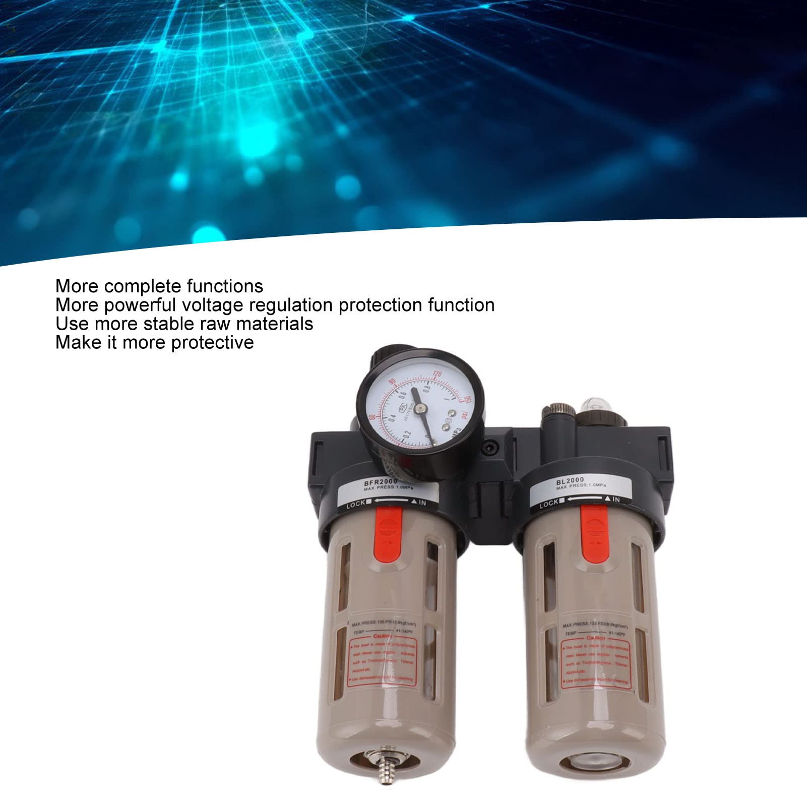 Regolatore del filtro dell'aria compressa Separatore del separatore dell'olio dell'acqua con filtrazione forte in lega di alluminio premium G1/4 per officina