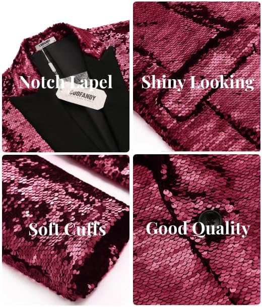 COOFANDY Mens Sequin Blazer Tuxedo Party Prom Wedding Tuxedo One Button Jacket - Image 4