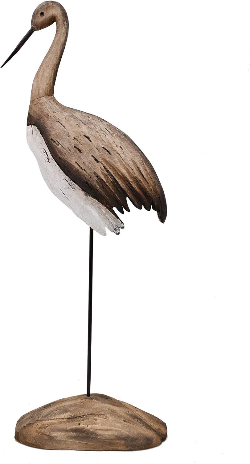 Bird Yard Garden Stake Decorative Crane Yard Stake, Crane Garden Decor Wood Yard Art Decor Outdoor Garden Decoration for Patio Porch Lawn Pathway Backyard (L)