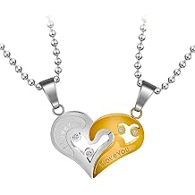 Uloveido Couples Stainless Steel Half Heart Pendant Necklace I Love You Puzzle Matching Necklaces Set SN102-New