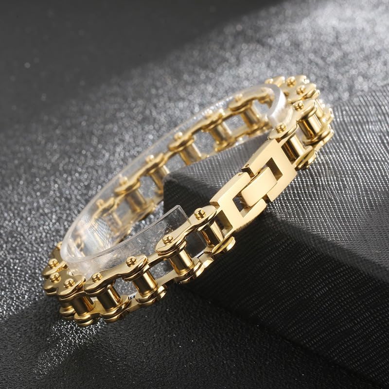 Pure 18k Gold Men'S And Women'S Bracelet Bicycle Chain Cuban Chain Bracelet Fashionable Decoration Valentine'S Day/Birthday/Christmas Gift Box - Image 3