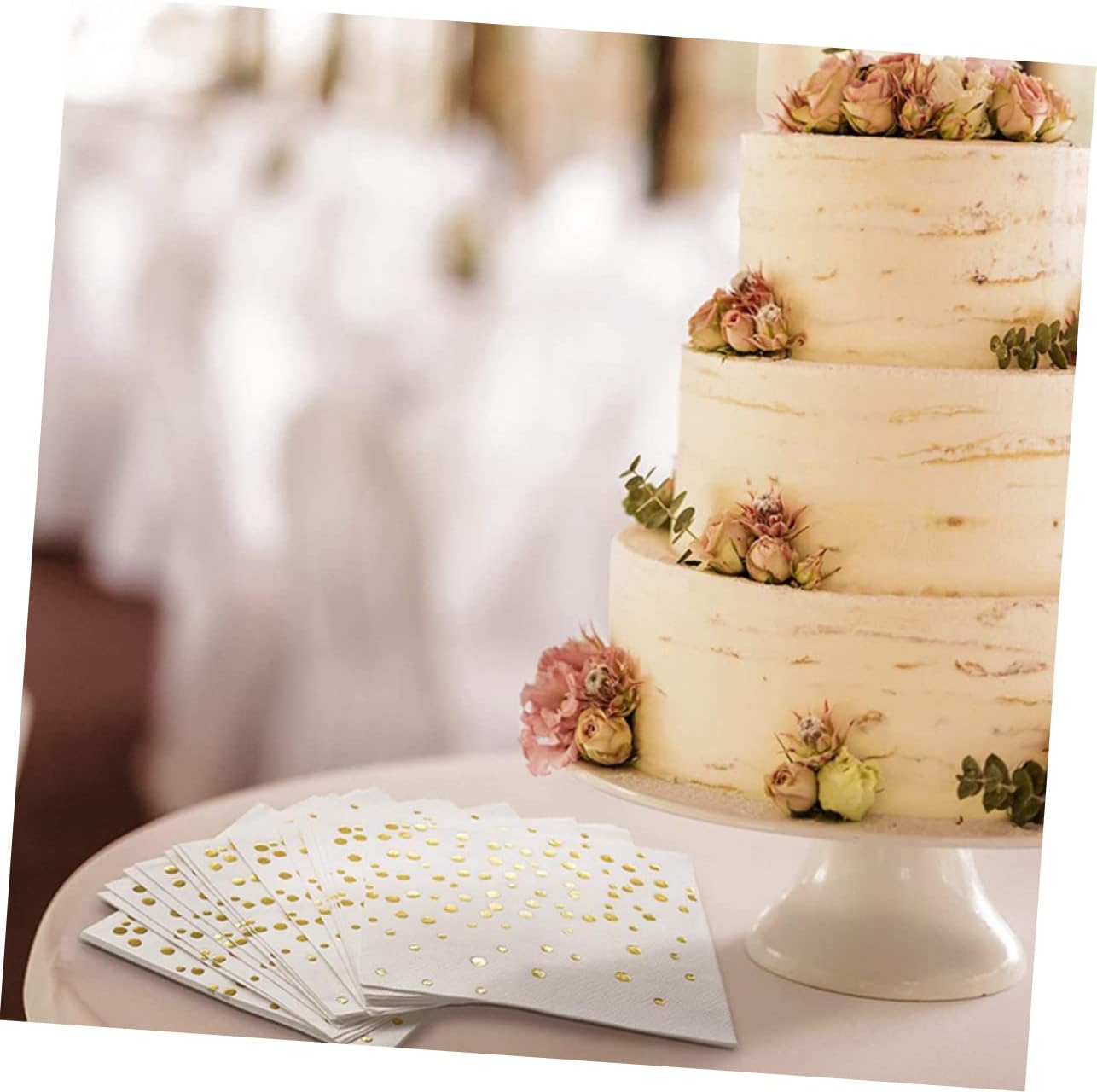 100pcs Decorative Golden Foil Printed Napkins for Weddings Parties and Special Celebrations Elegant Dot Pattern Napkins for Birthdays and Showers