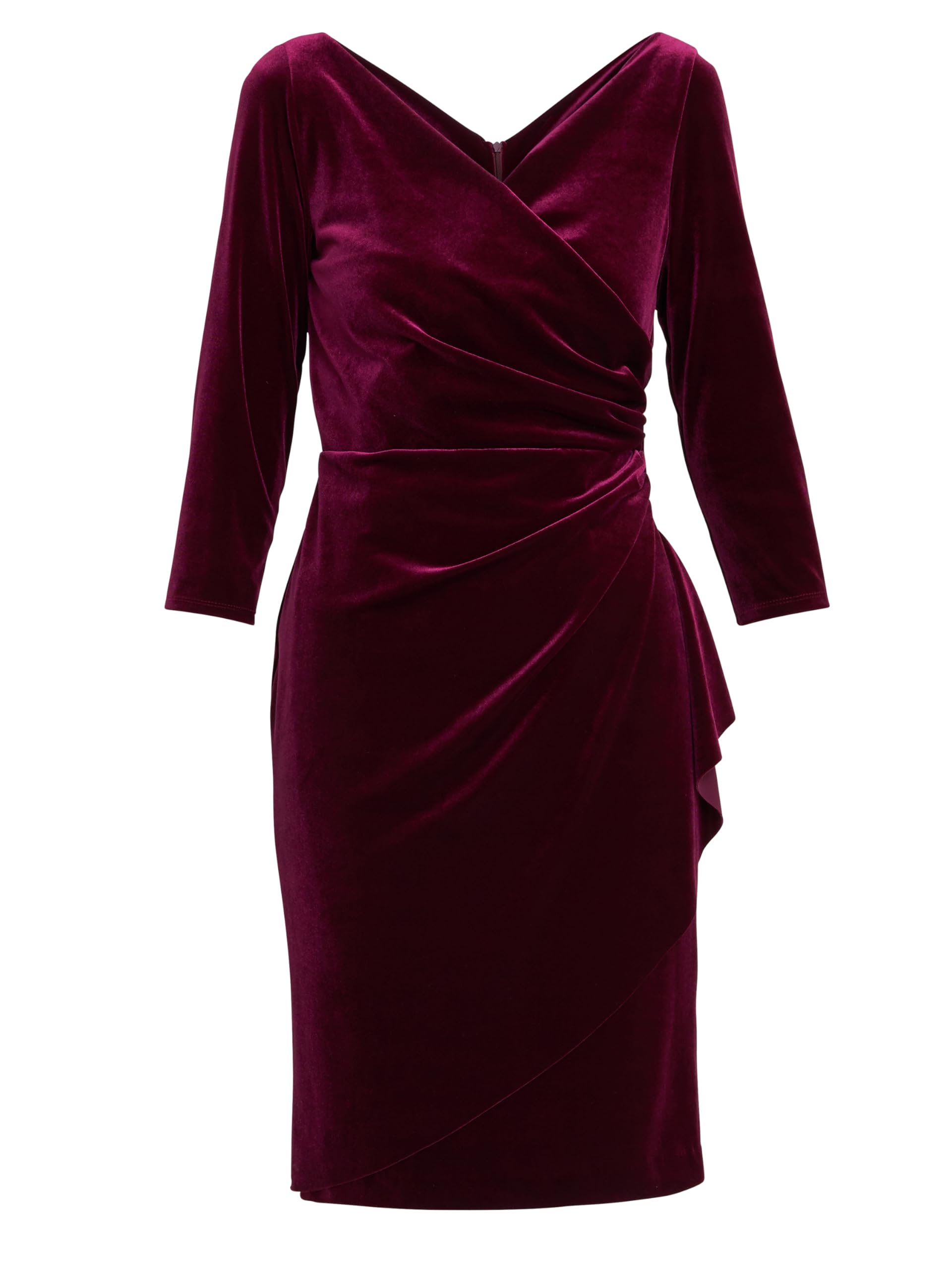 Gina Bacconi Women's Velvet Wrap Dress Cocktail, Wine, 18