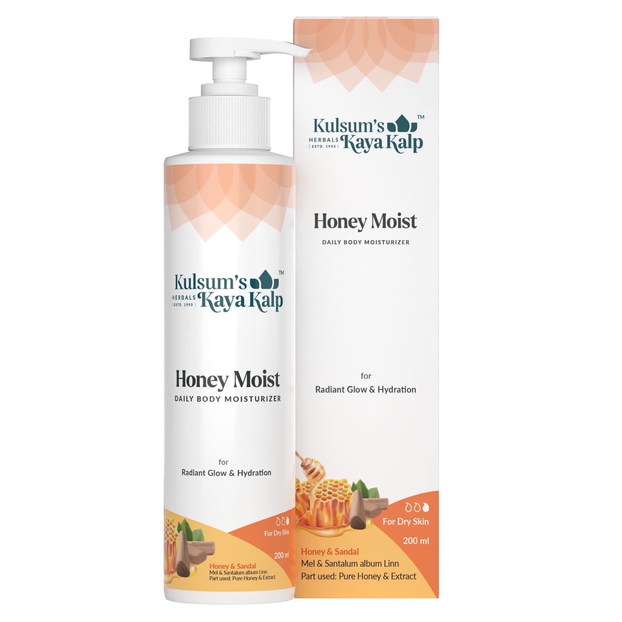 Kulsum's Kaya KalpHerbals Honey Moist Daily Body Moisturizer For Radiant Glow & Hydration (200ml)